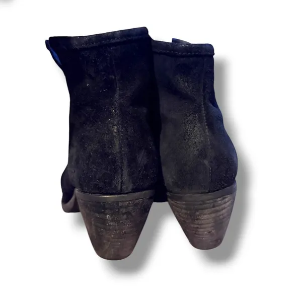 Born Aire Ankle Booties 5.5 Black Suede Slouchy Pointed Toe Stacked Heel Zip‎ - Image 8