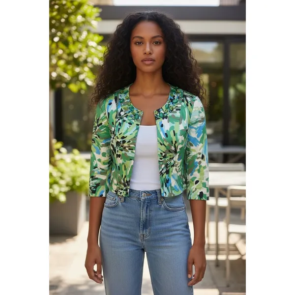 Trenz by Theresa Rex Abstract Floral Embellished Collar Jacket Women's Size‎ S - Image 5
