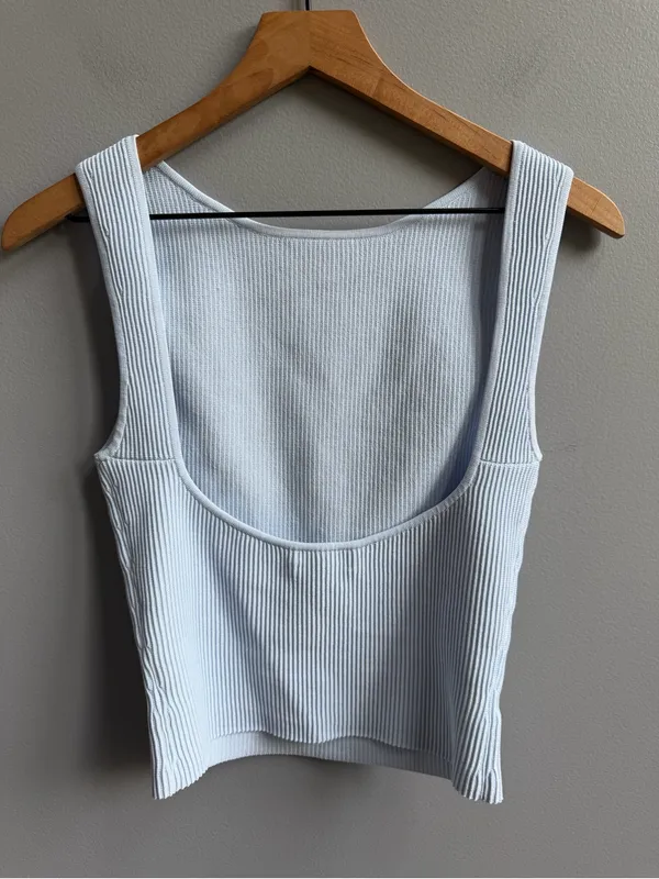 Aritzia Babaton Sculpt Knit Leading Top in Glacier Ice Blue Medium Low Back Tank - Image 6