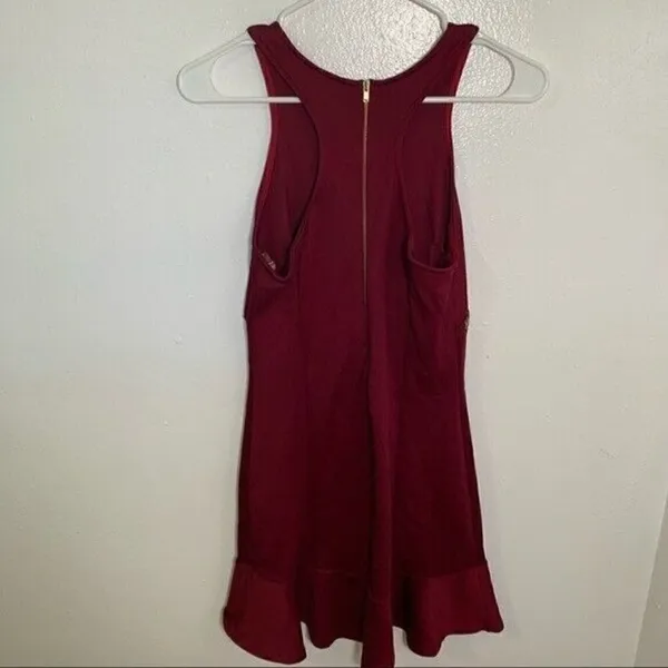 Cefian Womens' Size Medium Sleeveless Dress Racerback Burgundy Gold Sequin Waist - Image 6