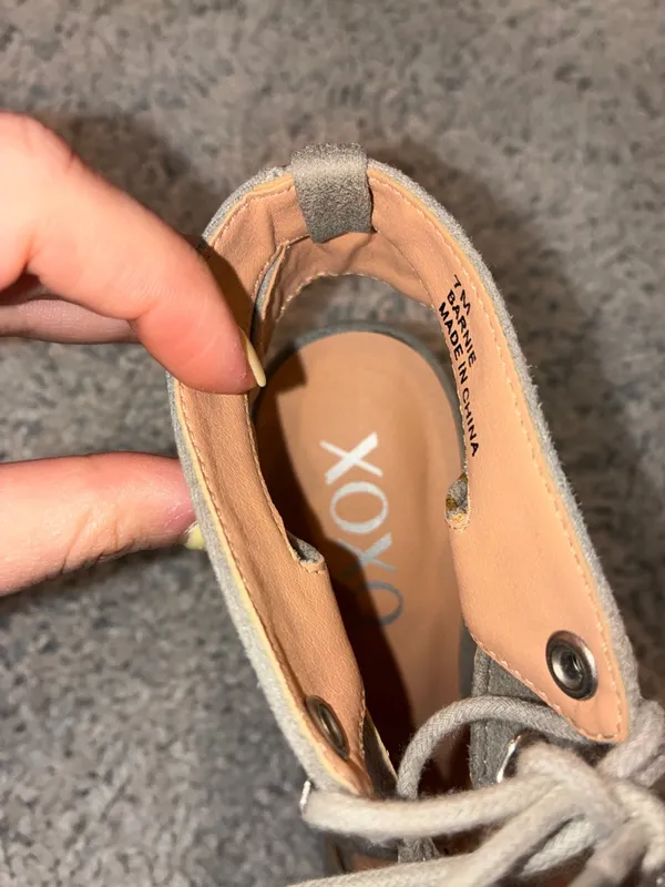 XOXO Gray Suede Lace Up Block Heels Womens Size 7 - Image 3