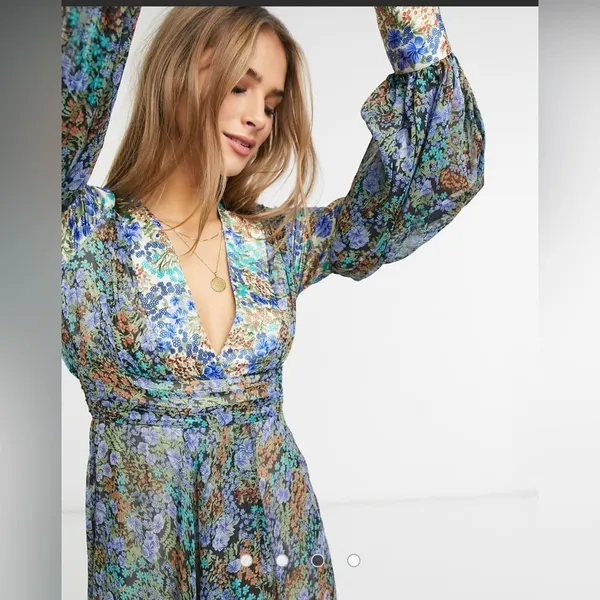 Asos Womens Fairy Boho Maxi Dress Size 12 Hippie Festival Cottage Ditsy Floral - Image 10