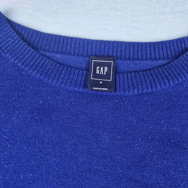GAP Women's Blue Merino Wool Blend Knit Sweater Crewneck‎ Long Sleeve Medium - Image 4