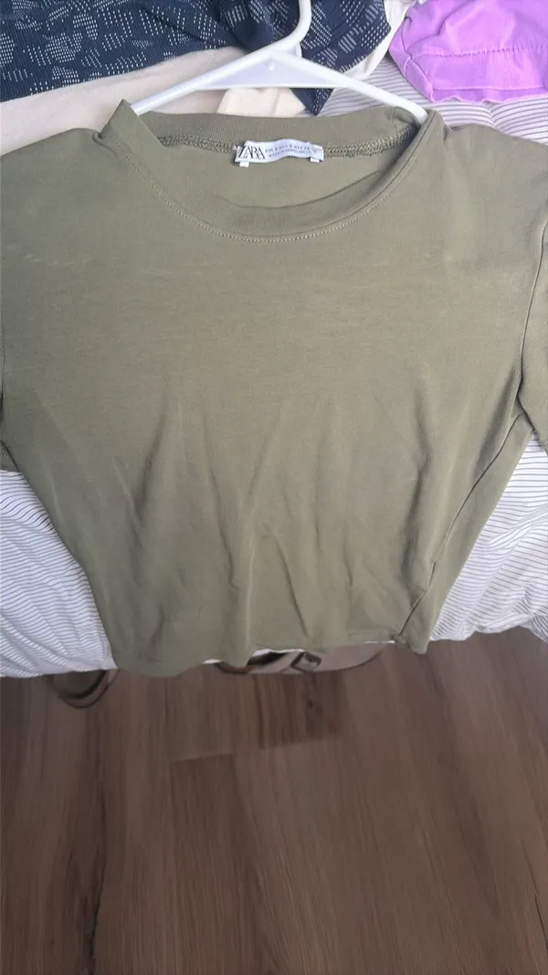 Zara army green crop top - Image 4