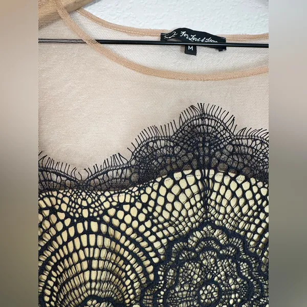 For Love & Lemons Grace Dress in Black Nude Mesh Lace size Medium $285 - Image 10
