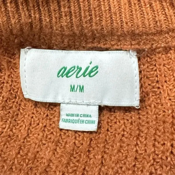 Aerie Cozy Up Ribbed Oversized Pullover Sweater Rust Orange Women’s Medium - Image 4