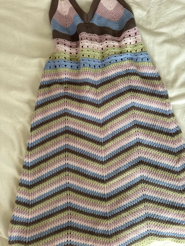 Crochet Halter Mini Dress - Image 3
