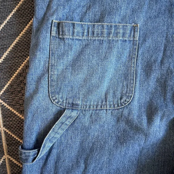 Vintage 90's Crazy Horse Liz Claiborne Women's Denim Overalls Crop Raw Hem Blue - Image 7