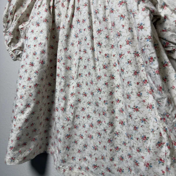 Mi Golondrina Women Cotton Top mall Cream Ditsy Floral Embroidered Puff Sleeve - Image 5