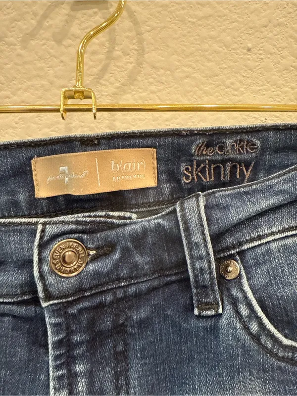 7 For All Mankind b(air) Authentic Ankle Skinny Jeans Size 28 Raw Hem - Image 3