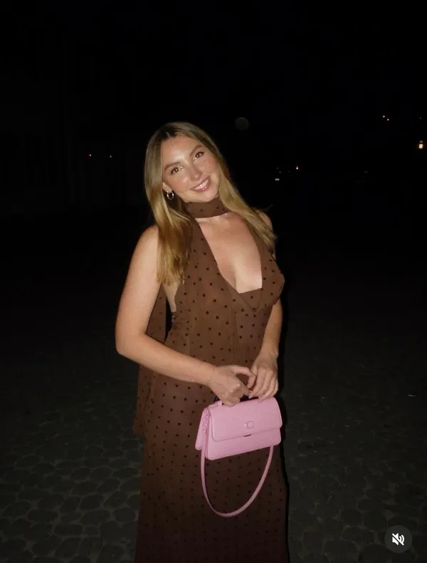 Zara Elegant Brown Polka Dot Halter scarf Dress evening party holiday - Image 4