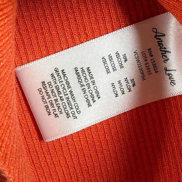 Another‎ Love Sawyer Sleeveless Rib Tank Pimento Red Orange Square Neck XS NEW - Image 6