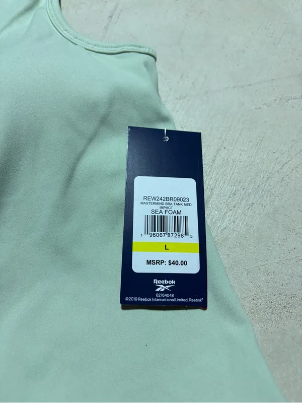 Reebok NWT mastermind bra tank top medium impact sea foam large MSRP$40 - Image 8