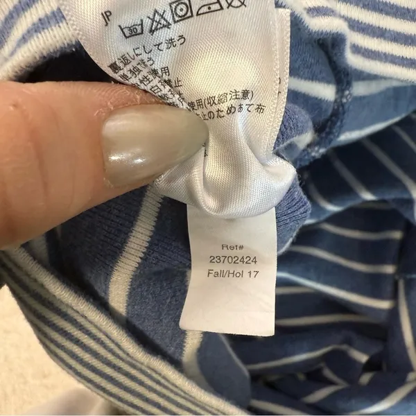 Eddie Bauer Legendwash Blue White Stripe Full Zip Sweater Hoodie Cotton L - Image 7