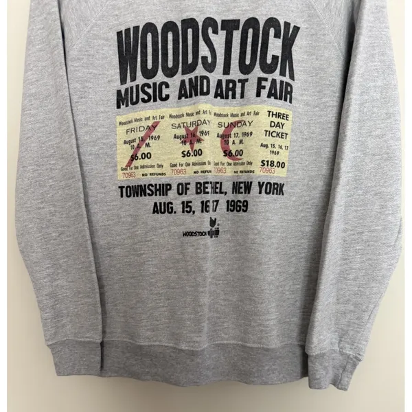 Retro Brand Woodstock Graphic Crewneck Sweatshirt Gray Women's Size Small - Image 5