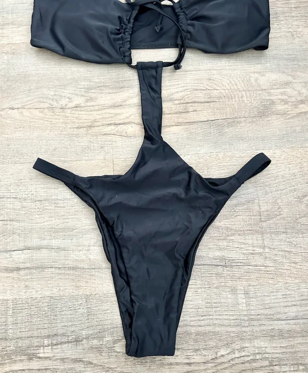 Matte Collection black cut out one piece bikini size M. - Image 2