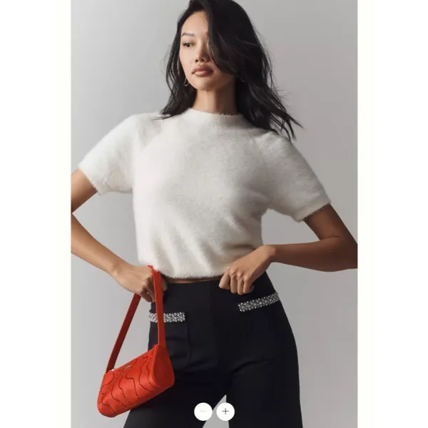 Anthropologie The Colette Cropped Wide-Leg Pants by Maeve: Rhinestone Pocket Edi - Image 4