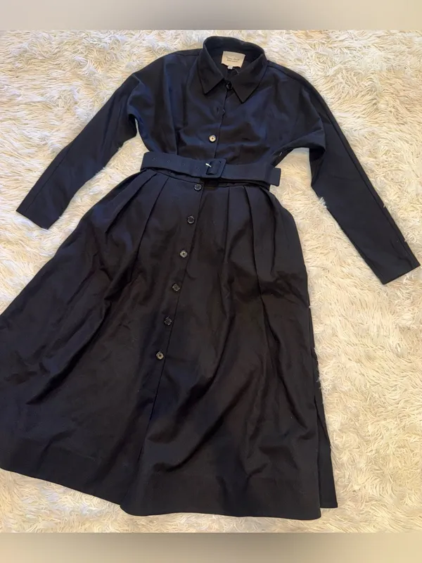 NEW REFORMATION Nara Smith VOW Belted Long sleeves black midi dress sz 0 - Image 5