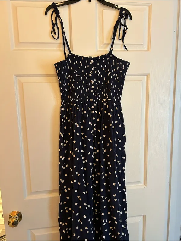 Aerie Navy Star Print Tie-Strap Sundress - Image 3