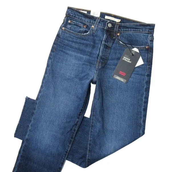 Levi's NWT Wedgie Straight in Salsa Roll Stretch Denim Crop Fray Jeans 27 - Image 2