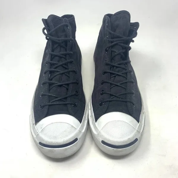 Converse Jack Purcell Canvas High Top Sneakers‎ Black White Size 10.5 - Image 2