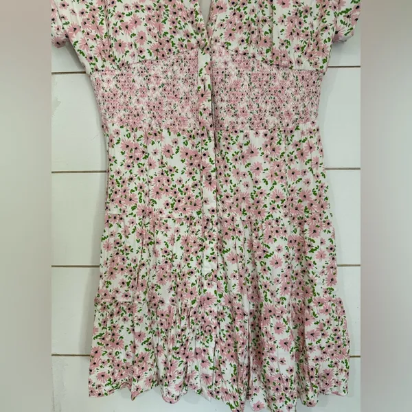 ALICE + OLIVIA Keela Floral Print Smocked Button-Front Dress - Image 3