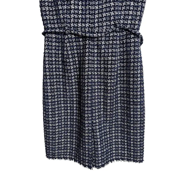 J.Crew Textured Tweed Houndstooth Sheath Dress Blue Womans 14 - Image 7