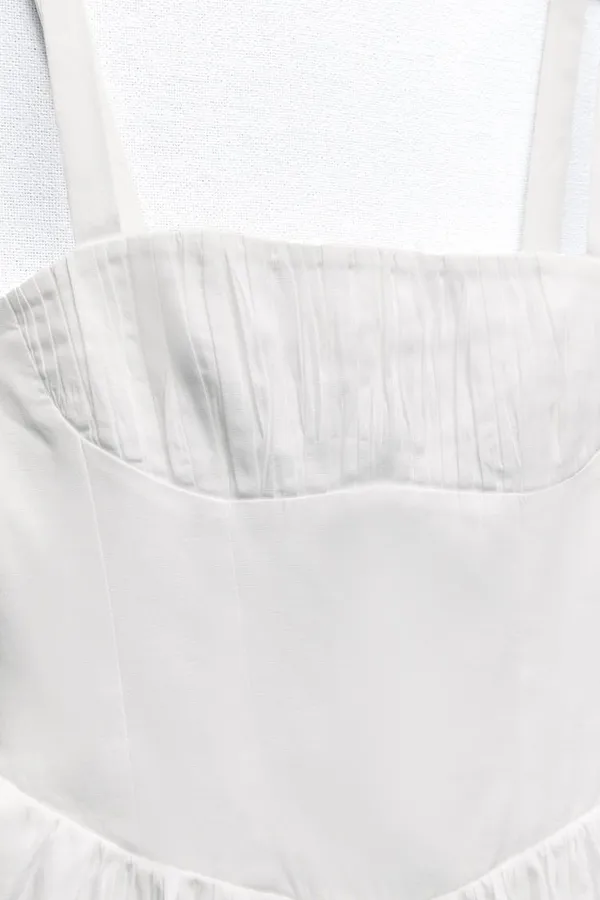 ZARA dress mini white cotton skirt voluminous corset boho summer vacation - Image 12