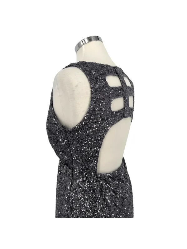 The Vintage Shop Cutout Silver Sequin Sleeveless Party Mini Dress Size Large - Image 6
