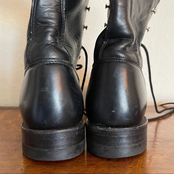 Justin Boots Vintage Leather Lace-up Ropers Black‎ - Image 7