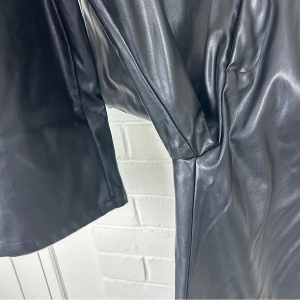 SHEIN Black Faux Leather Straight Leg Pants Size XS - Image 5