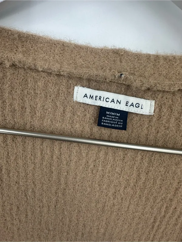 American Eagle Tan Oversized Sweater Cardigan Size Medium Boho - Image 3
