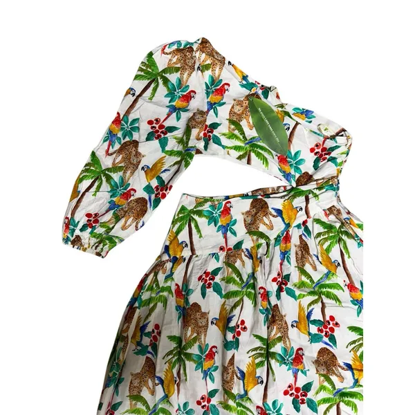 Farm Rio Tropical‎ Paradise One Shoulder Cut Out Midi Dress Women's Size Large - Image 5