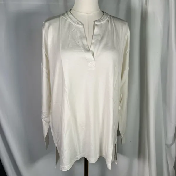 Lou & Grey Signaturesoft Tunic Top Medium Moonlight Ivory Long Sleeve Nordstrom‎ - Image 2