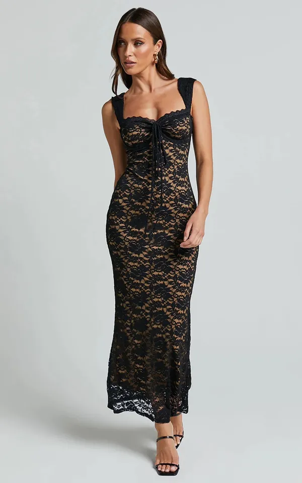 Showpo Collette Black Lace Midi Dress - Image 3