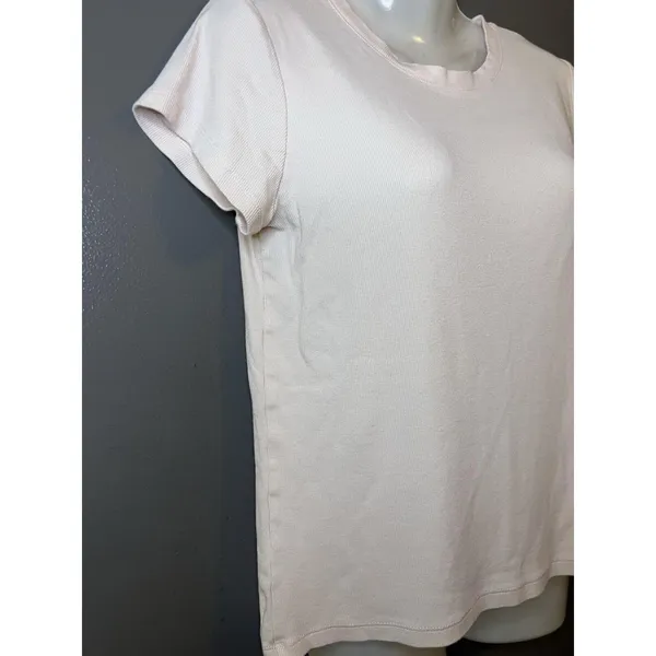 Club Monaco Shirt Womens Large Pink Basic Crew Neck Cropped Stretch Tee Top - Image 3