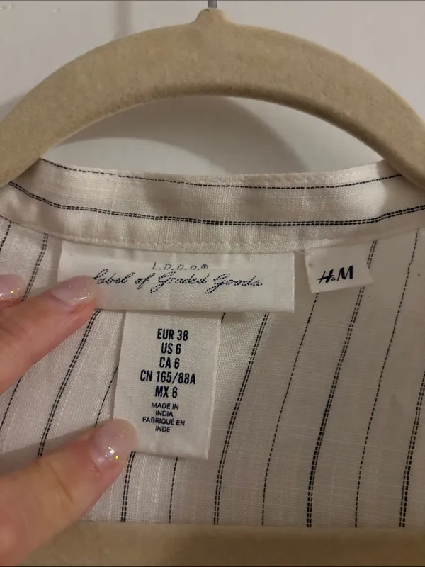 Light Striped Peasant Blouse in Cream and Black - Image 2