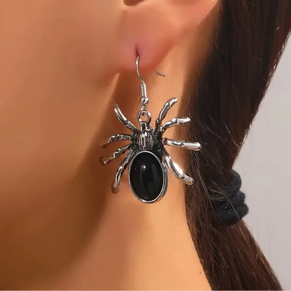 1 Pair Of Gothic Style Drop Earrings Horror Spider‎ Design - Image 10
