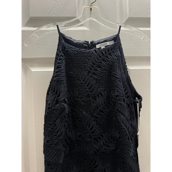 Chico's‎ Navy Blue Palm Leaf Lace Halter Midi Dress NWT Size 0.5 US 6 - Image 7
