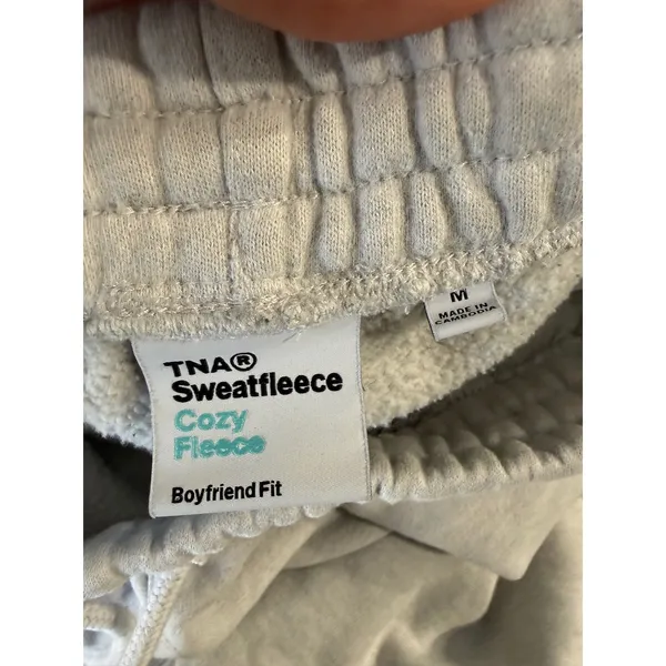 Aritzia TNA Cozy Fleece Boyfriend Sweatpants Heather Grey Joggers 92132 Medium - Image 4