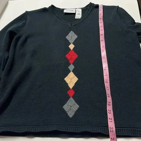 Liz Claiborne Vintage 100% cotton preppy knit sweater LizGolf‎ country club bookish classic - Image 3