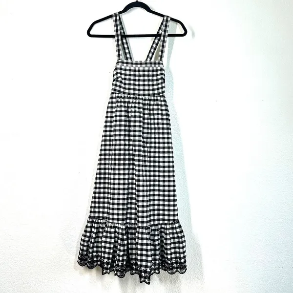 ) XS J.Crew gingham midi dress Cottage Farm core Coquette Prairie Chic Eyelet - Image 2