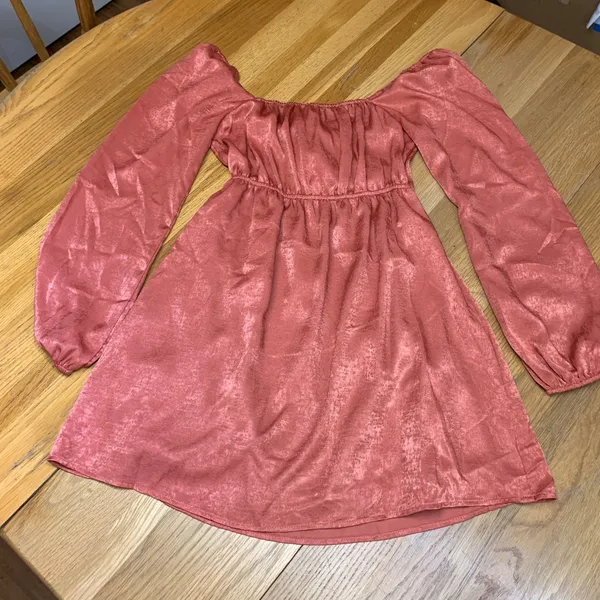 Le Lis Collection Terracotta Pink Satin Tie Front Cutout Mini Dress KD5271 Small - Image 4