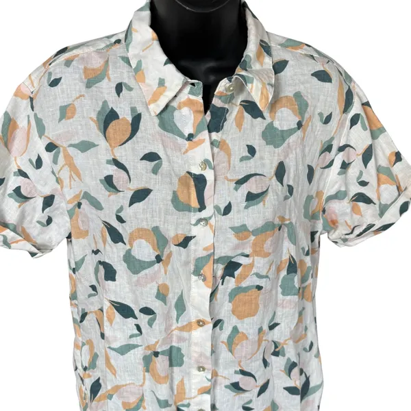 Rachel Zoe 100% Linen Shirt Dress Sz S Tropical Resortwear Beach‎ Vacation - Image 2