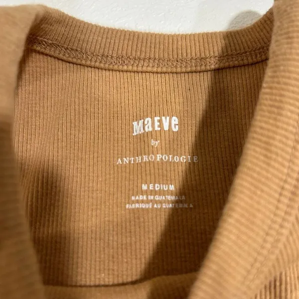 Maeve by Anthropologie Ribbed Tan Sleeveless Tank Top Size Medium - Image 3