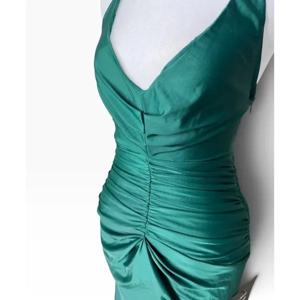 Lulus Emerald Green Halter Open Back Side Slit Maxi Dress XS - Image 5