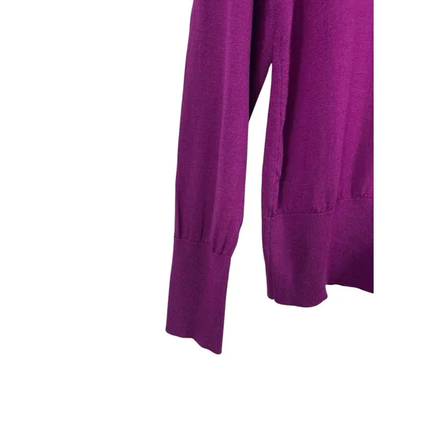 J.Crew 100% Merino Wool Sweater Women S Magneta Purple V-Neck Lightweight - Image 3