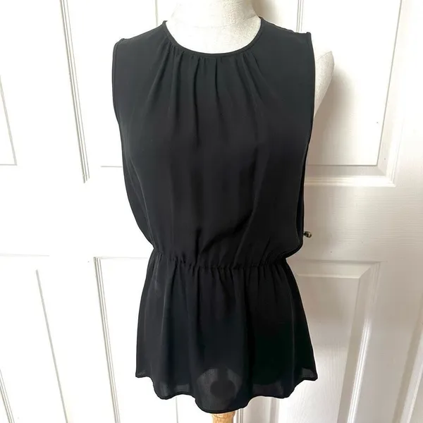 Theory Jethria black silk sleeveless top - Image 3