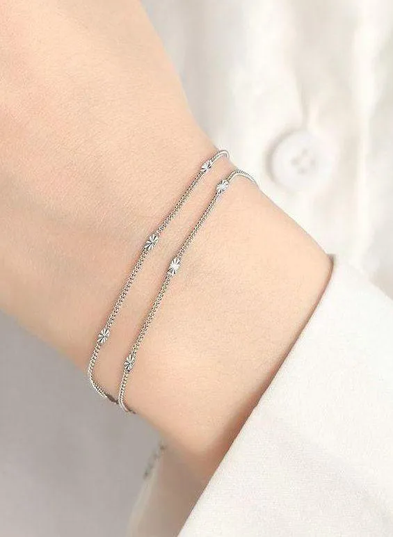 Adjustable Simple Double Layer Bracelet for Women Silver - Image 2