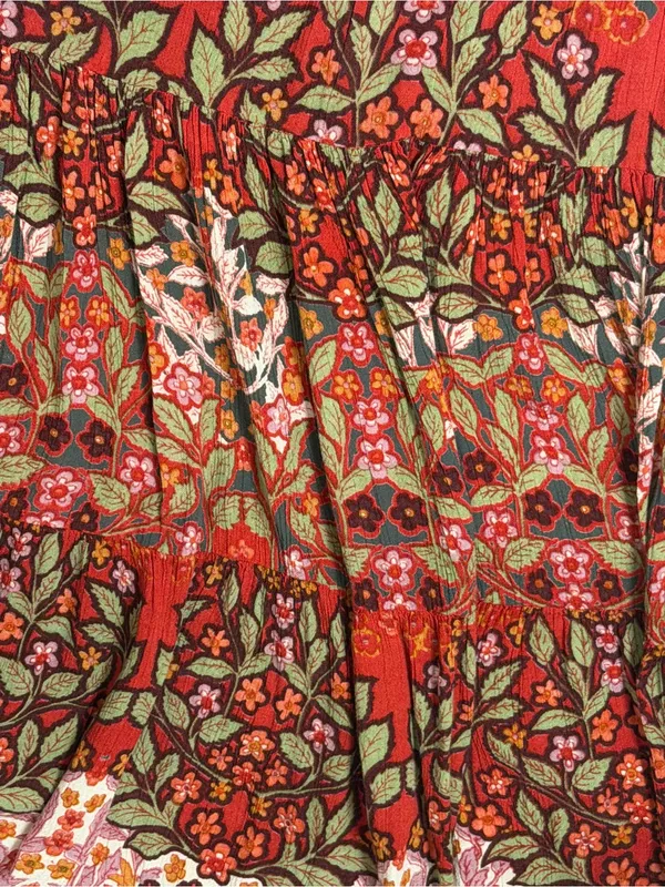 Light & Sound Boho Floral Off Shoulder Maxi Dress Cottagecore Prairie S Western - Image 10